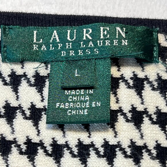 Lauren Ralph Lauren Houndstooth Dress  Size L  Classic Elegance in Cotton Blend - Picture 5 of 12
